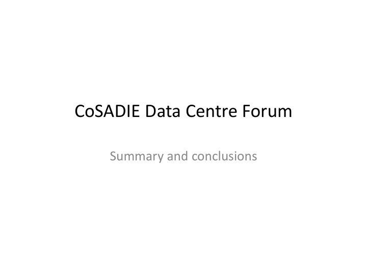 cosadie data centre forum