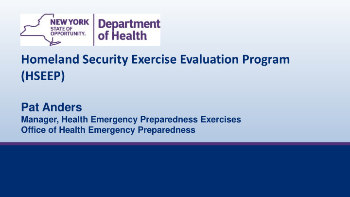 homeland security exercise evaluation program hseep