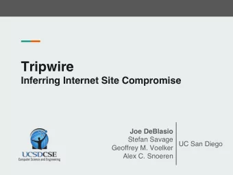 Tripwire  Inferring Internet Site Compromise  Joe DeBlasio  Stefan Savage  UC San Diego  Geoffrey