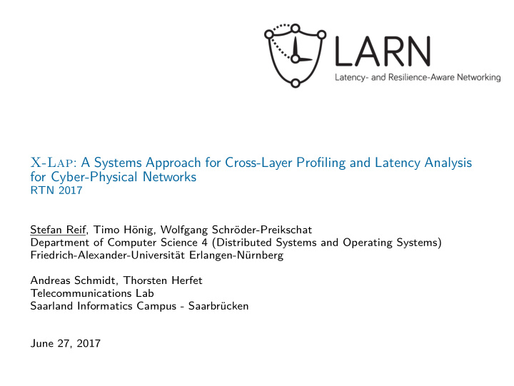 x lap a systems approach for cross layer profjling and