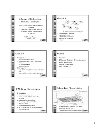 Mbone Jitter Characteristics  Media Repair Taxonomy  Media Repair  Sender Based  Receiver Based
