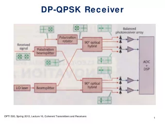 DP-QPSK Receiver  OPTI 500, Spring 2012, Lecture 16, Coherent Transmitters and Receivers  1
