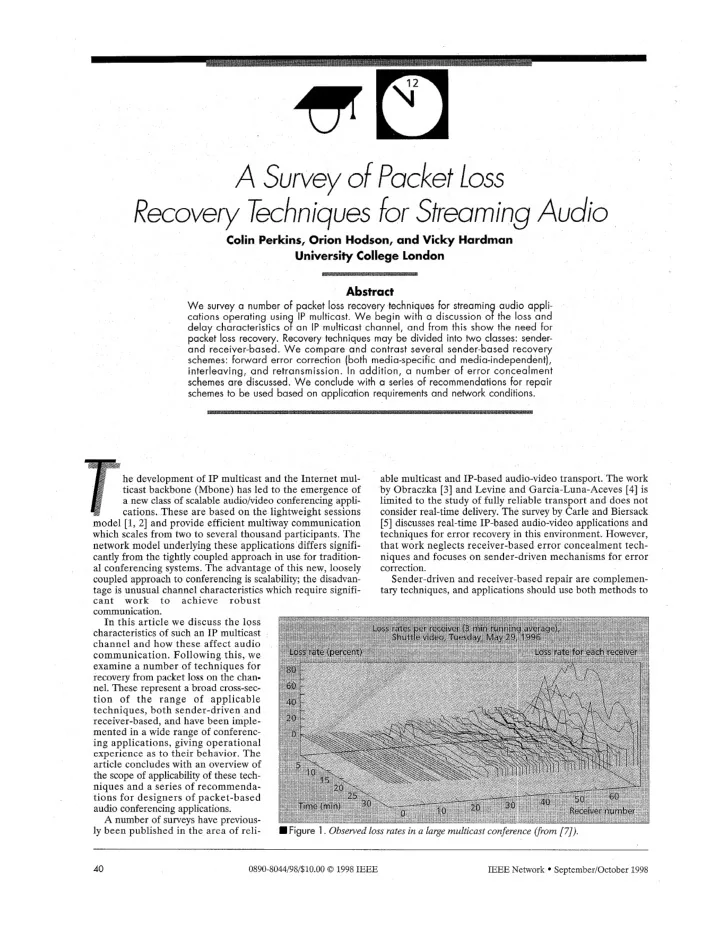 recovery techniques for streaming audio