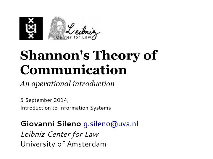 shannon s theory of communication