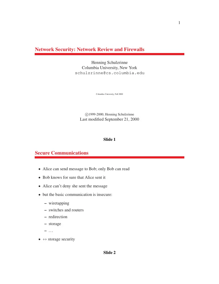 network security network review and firewalls