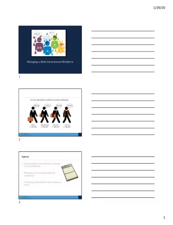 1/29/20  Managing a Multi-Generational Workforce  1  2  Agenda   Demographic and diversity