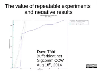 The value of repeatable experiments  and negative results  Dave Tht  Bufferbloat.net  Sigcomm CCW