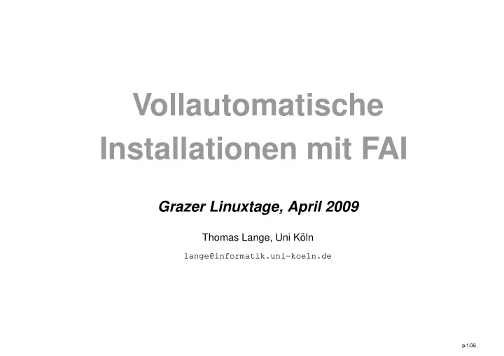 vollautomatische installationen mit fai