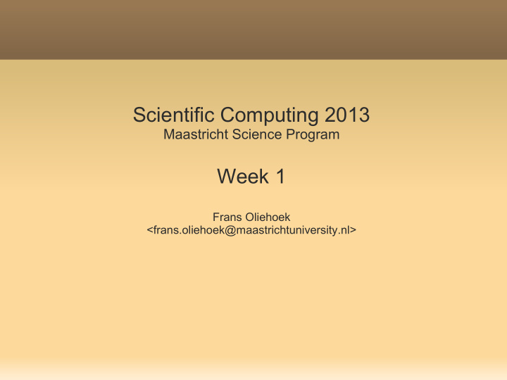 scientific computing 2013