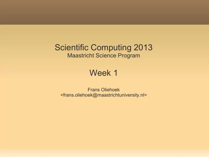 scientific computing 2013