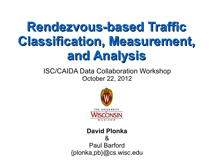 rendezvous based traffic rendezvous based traffic
