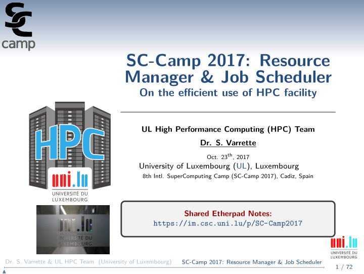 sc camp 2017 resource manager job scheduler