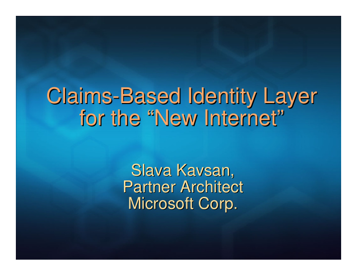 claims based identity layer based identity layer claims