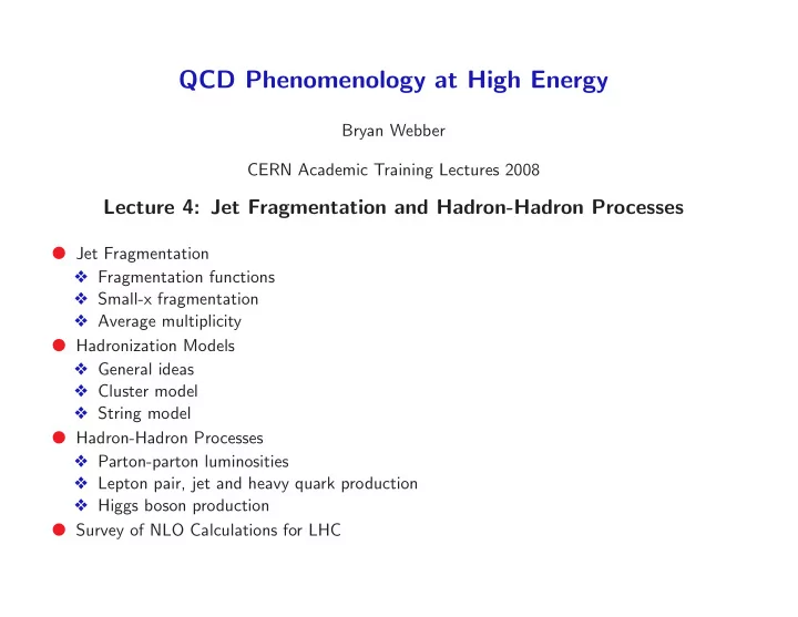 qcd phenomenology at high energy