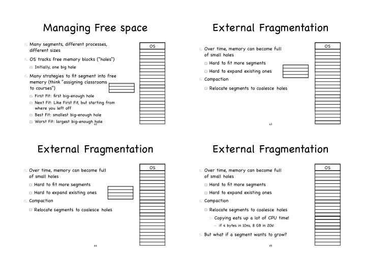 managing free space external fragmentation