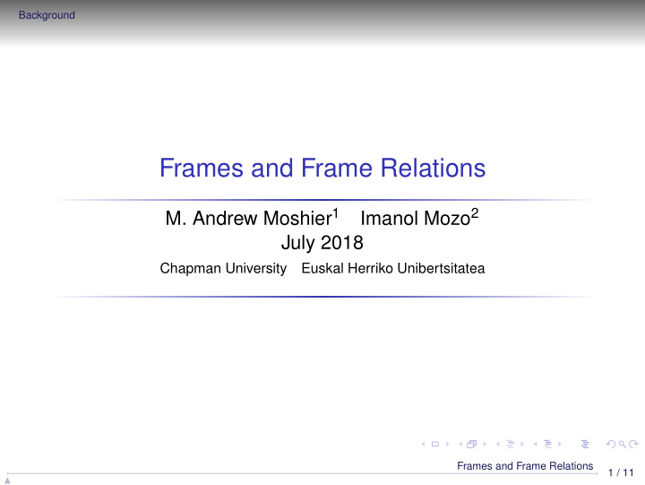 frames and frame relations