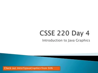 Introduction to Java Graphics Check out IntroToJavaGraphics from SVN  Open your HW1 project
