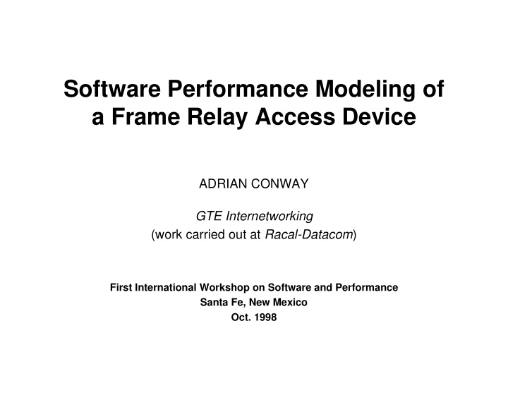 software performance modeling of a frame relay access