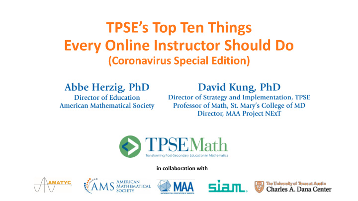 tpse s top ten things every online instructor should do