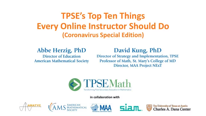 tpse s top ten things every online instructor should do