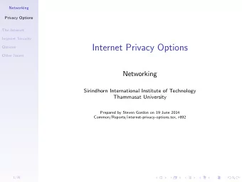 Internet Privacy Options  Options  Other Issues  Networking  Sirindhorn International Institute of