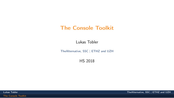 the console toolkit