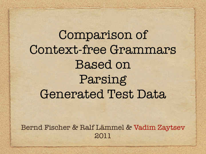 comparison of context free grammars based on parsing
