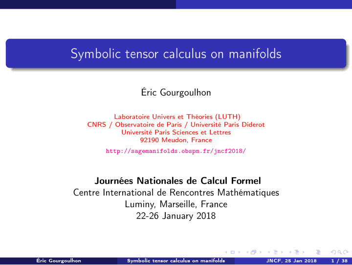 symbolic tensor calculus on manifolds