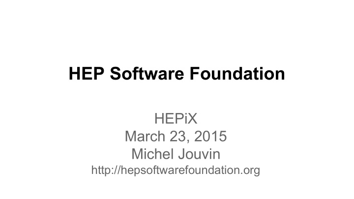 hep software foundation