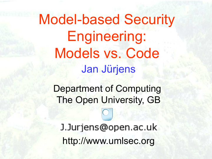 model based security engineering models vs code