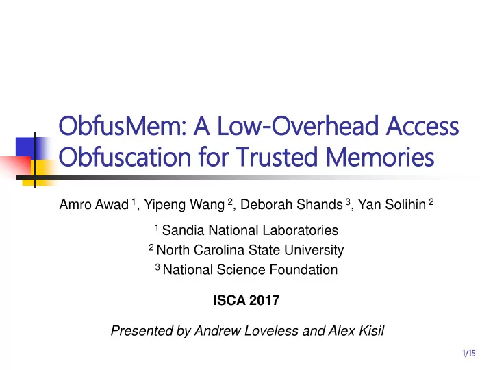 obfusmem a low overhead access