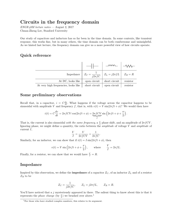 circuits in the frequency domain