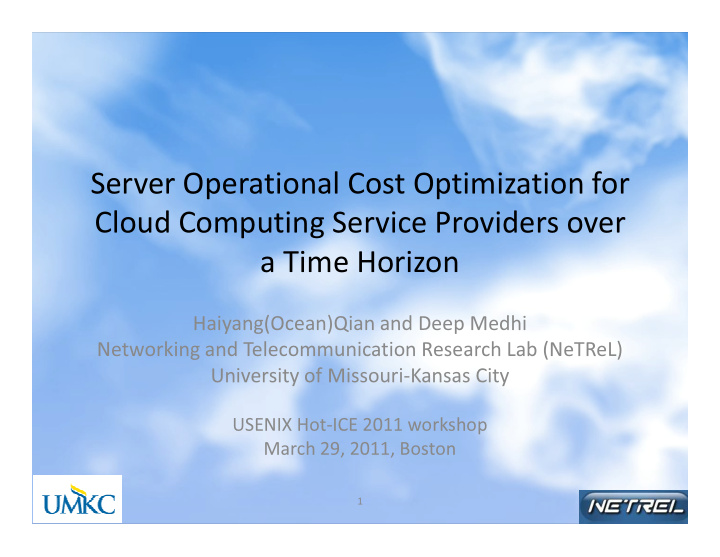 server operational cost optimization for cloud computing