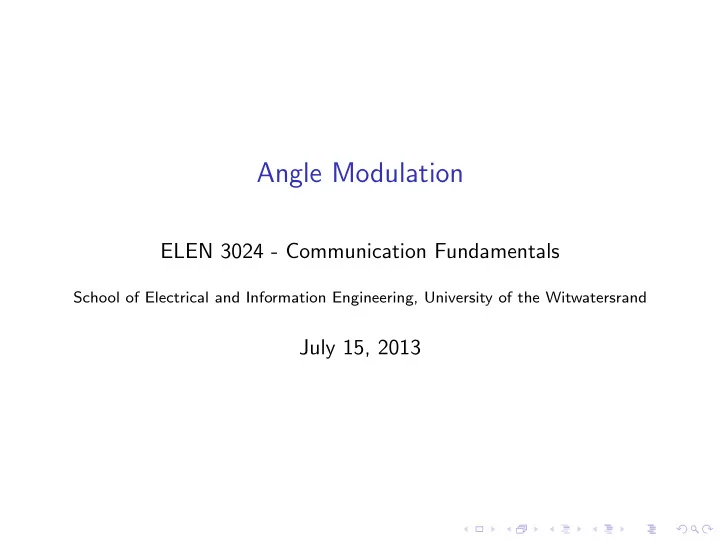 angle modulation
