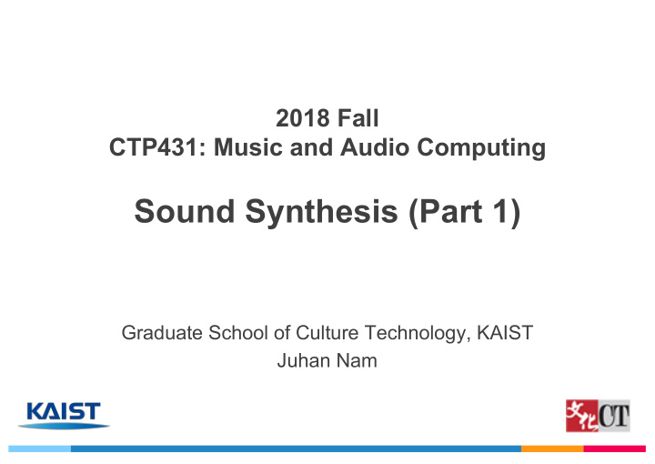 sound synthesis part 1