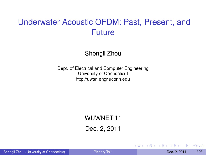 underwater acoustic ofdm past present and future