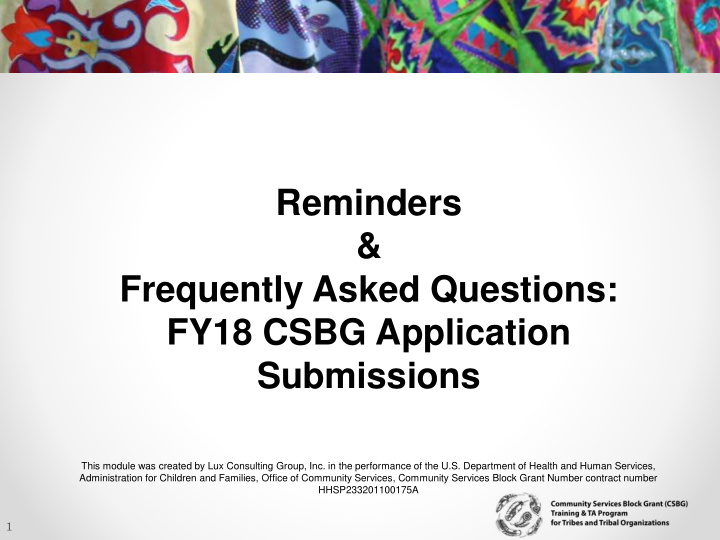 reminders frequently asked questions fy18 csbg