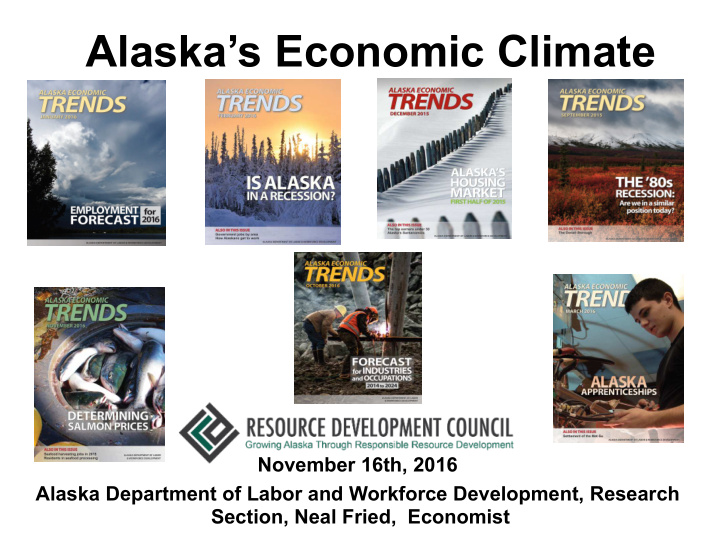 alaska s economic climate