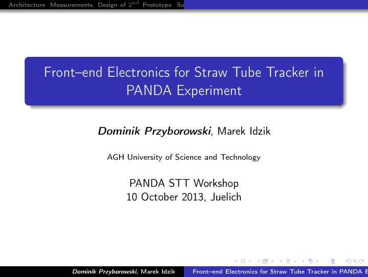 front end electronics for straw tube tracker in panda