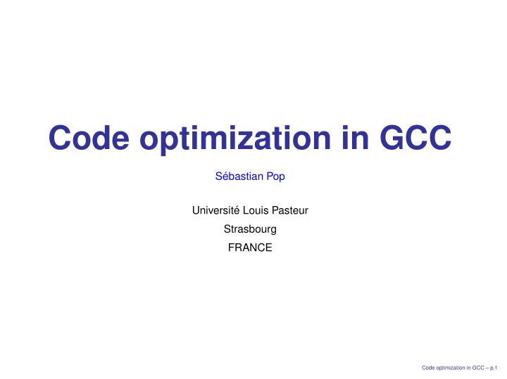 code optimization in gcc