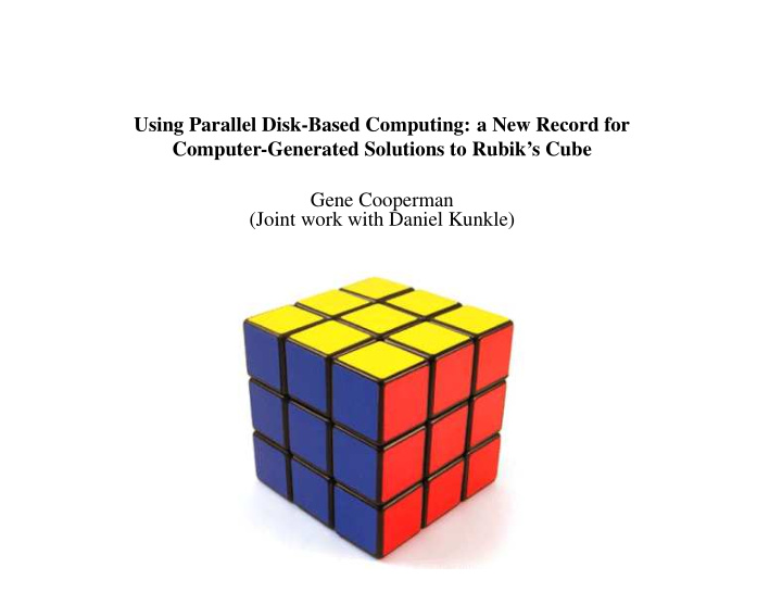 using parallel disk based computing a new record for