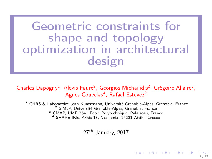 geometric constraints for shape and topology optimization