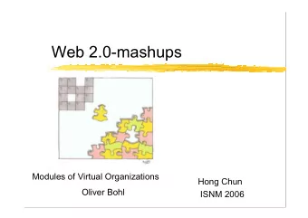 Web 2.0-mashups  Modules of Virtual Organizations  Hong Chun  Oliver Bohl  ISNM 2006  What is