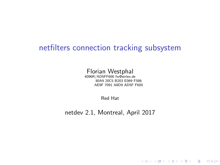 netfilters connection tracking subsystem