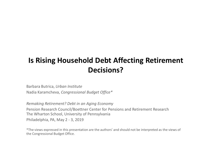 is rising household debt affecting retirement decisions