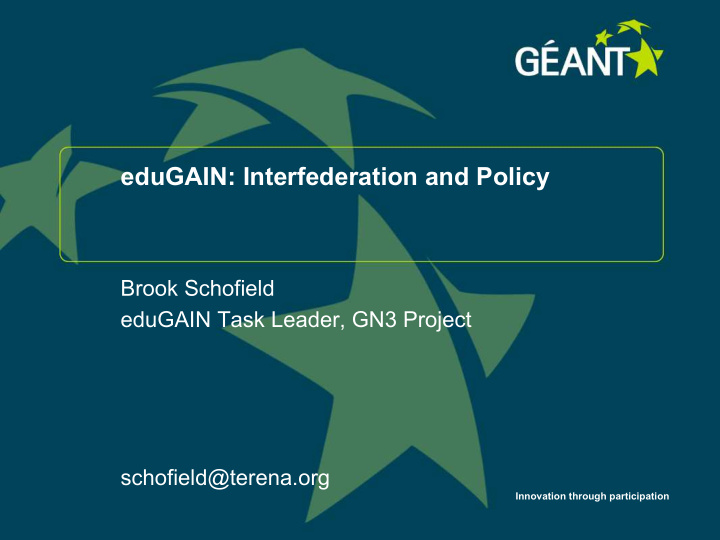 edugain interfederation and policy