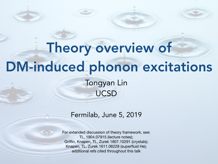 theory overview of dm induced phonon excitations