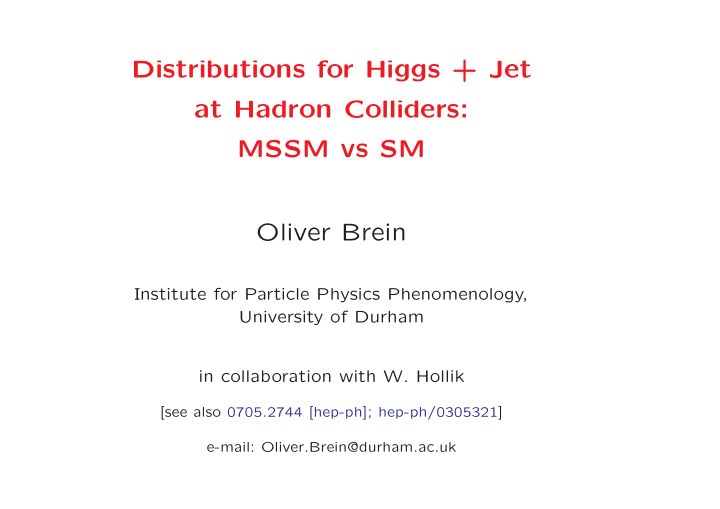 distributions for higgs jet at hadron colliders mssm vs