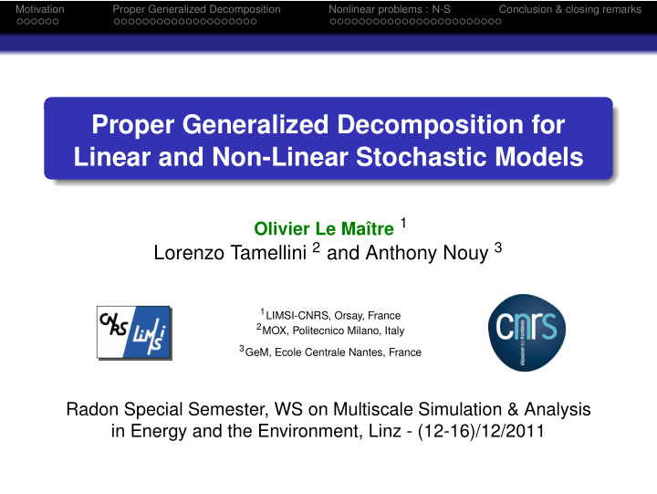 proper generalized decomposition for linear and non