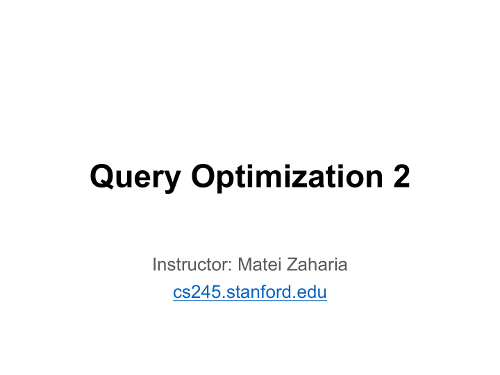 query optimization 2